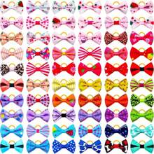 100PCS Cute Puppy Dog Small Bowknot Hair Bows,Yorkie Doggie Bows With Rubber Band Pet Grooming Bows Dog Hair Costume Accessories For Small Dog