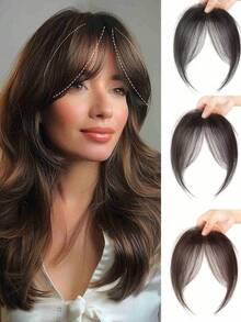 1pc Synthesis Wig Middle-Part Bangs Hair Extensions Clip In Forehead Natural Seamless French Oblique Bangs Eight-Character Bangs Perfect For Everyday Wear, Claw Clips, Hair Claws, Hair Slide, Hair Barrettes, Hair Accessories - Multicolor - View 12