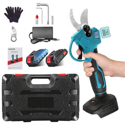 30mm大口径電動剪定ばさみ、高級SK5ブレード、コードレス充電式バッテリー、1.8インチ枝切り用オーチャード＆建設用 - プロ仕様、電動駆動