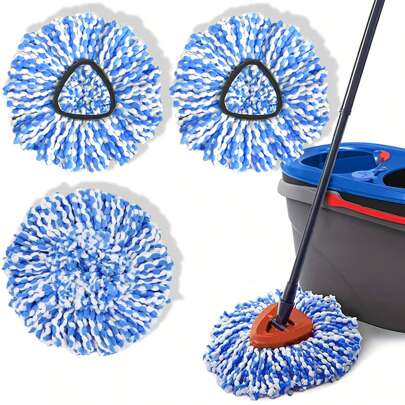 3 Pack Mop Head Replacement Compatible RinseClean System, 2-Tank System Spin Mop Replacement Head, Microfiber, Machine Washable, Easy To Replace And Deep Cleaning