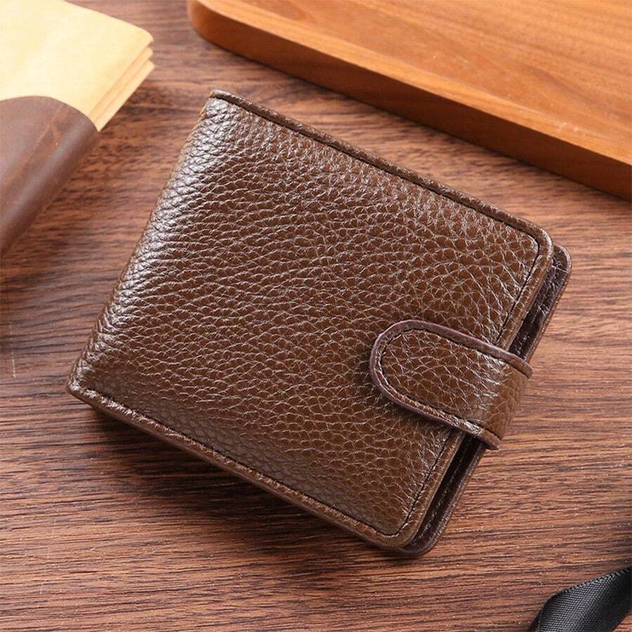 Men's PU Leather Short Wallet Factory Wholesale Cross-Border Zipper Snap Coin Purse New Bifold Wallet For Men Mini Wallet Purse Wallet Men Wallet Leather Small Wallet Cute Wallet - Coffee - View 1