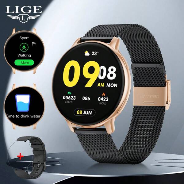 LIGE LIGE 1,39 Zoll hochauflösende ultradünne Smartwatch mit kabelloser Anruffunktion, Sport, Wetter, Timer, Foto-Steuerung, Schrittzähler, Multifunktionsuhr, Modeuhr