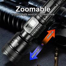 Novo Flashlight Brilhante de Verão, Exibição Digital, Iluminação de Emergência com Zoom de Longo Alcance, Bateria de Lítio de Alta Capacidade com Longa Duração, Lanterna LED Pequena À Prova D'água e Portátil, Durável, Patrulha, Esportes Ao Ar Livre, Acessórios para Camping