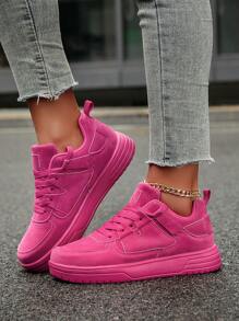 Women's Simple Patchwork Comfortable Khaki Flat Casual Shoes, Personalized Fashion Business Lace-Up Skateboard Sneakers