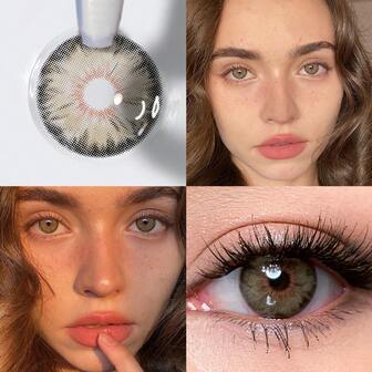 1 par mjuka kontaktlinser i naturlig färg, årligt utbyte, 14,5 mm diameter, lämpliga för dejting eller dagligt bruk, bekväma och naturliga kosmetiska kontaktlinser för Halloween-kostymer och cosplay