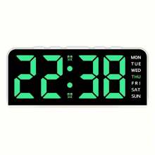 [Reloj con luz ambiente] Reloj digital de pantalla grande de 12/24 horas con fuente LED, que muestra sincrónicamente la temperatura, fecha y día de la semana, doble alarma, 3 niveles de brillo, alimentado por USB, de material plástico, adecuado para dormitorio u oficina. Reloj digital para decoración de habitación, reloj despertador para dormitorio, decoración para dormitorio, decoración para dormitorio universitario, de vuelta a la escuela, decoración escolar, sorpresa escolar
