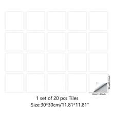 20 piezas de adhesivos de pared de cristal blanco duro para azulejos, adhesivos de pared autoadhesivos resistentes al aceite para renovación del hogar, baño y decoración, disponibles en tamaño 30x30 cm, cortables, adecuados para decoración del hogar, material de película de cristal talla grande grueso, resistente al desgaste y talla grande accesorios de pared, papel tapiz, artículos y decoración de cocina