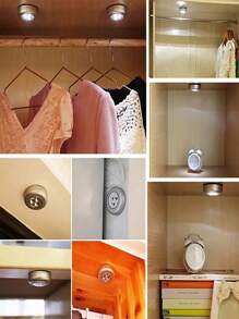 10 Luci a LED Senza Fili Sensore al Tocco, 3 LED Rotondi Autoadesivi Luci Notturne Con Luminosità Simile a Cristalli Per Interni Auto, Corridoi, Bagni, Camere da Letto, Cucine e Armadietti - A Batteria (Batterie Non Incluse), Luci LED Per Auto