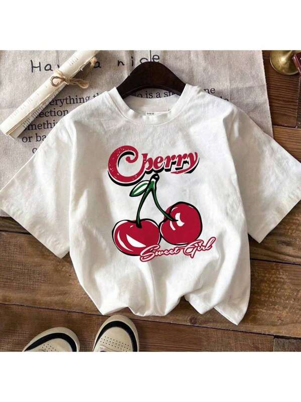 Camiseta infantil Menina Cherry Ceveja Blusa criança estampada 100% algodão