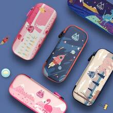 Cartoon Student Pencil Case, Multi-Function Simple School Stationery Supplies - Multicolor - View 1