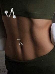 1 pieza Nail para ombligo con forma de S, de plata de ley 925 con diamantes y bolas brillantes, ideal para uso diario, vestidos diarios de niñas, el mejor regalo para novias, madres y hermanas