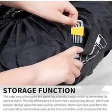 Foldable Car Spare Tire Cover, Storage Bag, Tire Protector, Suitable For Cars, SUVs, Trucks, Waterproof, Dustproof, 190T Polyester Red Striped, Durable Spare Tire Storage Bag, Suitable For Snowy Weather, Fits Most Vehicles, Wheel Hub Protection | Fit Cover | Dustproof Tire Cover, Spare Tire Cover