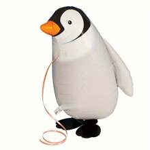 5pcs Cute Penguin Walking Helium Balloons With Ribbons, Suitable For Pet Party, Theme Party, Birthday Party, Outdoor Decoration, Zoo Events