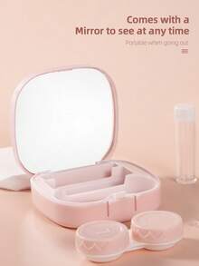 1个/2个装便携式极简方形隐形眼镜盒，DIY纯色隐形眼镜收纳盒，适合日常户外使用 - 彩色 - 查看 9