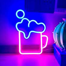 1pc High Brightness Wine Glass & Bar Neon Sign, Beer, Cocktail Glass, Bar Beer Bottle Size 13.9x5.7in (Approx. 35.5x14.5cm), Battery Or USB Powered Desk & Wall Decor Light, Suitable For Girls' Dorm Room, Wedding Anniversary, Bar, Hotel, Supermarket, Valentine's Day, Mother's Day, Birthday Party, Christmas And Home Decor, Men's Game Room Background Lighting - Wine Glass BAR Neon Light - View 25