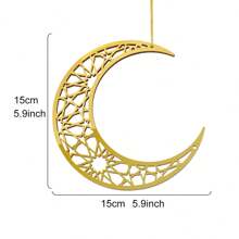 1pc Creative Wooden Hollow Hexagon, Octagon, Moon Shape Decor Hanging Ornaments, Modern Wooden Mirror Design Cozy Interior Wall Decor Hanging Accessories, Suitable For Holiday Party Decorations, Home Decor Gifts