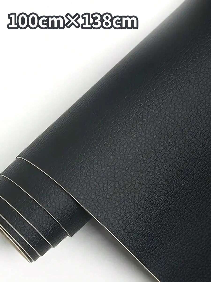 1 miếng vải da tự dính để sửa chữa và bọc ghế sofa - Bộ vá dễ dàng cho đồ nội thất, ghế ngồi, cải tạo giường - Da PU cao cấp cho đồ trang trí nhà tự làm & các dự án bọc mềm/cứng, hàng gia dụng, phòng tắm - màu đen - Xem 1