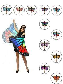 1 pieza Capa con forma de mariposa para actuación en escenario, disponible en trece colores, un accesorio de fotografía para cosplay y una capa con forma de mariposa de moda.