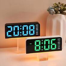 [Reloj con luz ambiente] Reloj digital de pantalla grande de 12/24 horas con fuente LED, que muestra sincrónicamente la temperatura, fecha y día de la semana, doble alarma, 3 niveles de brillo, alimentado por USB, de material plástico, adecuado para dormitorio u oficina. Reloj digital para decoración de habitación, reloj despertador para dormitorio, decoración para dormitorio, decoración para dormitorio universitario, de vuelta a la escuela, decoración escolar, sorpresa escolar