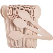 50/100/300 piezas Cuchillos de madera desechables de 16 cm (6.3"), 100 piezas Cubiertos de madera compostables, madera de abedul natural, para fiestas, camping, bodas y eventos