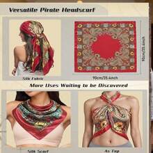 5pcs Pirate Costume Accessories Set - Pirate Party Style Decor, Including Pirate Hijab, Belt, Necklace, Eye Mask And Earrings, Perfect For Halloween, Pirate Navy-Themed Parties, Pirates Of The Caribbean,For Halloween Party Dressing Up