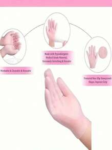 1/2 pares Juego de hidratación y alivio para manos y pies de silicona, hidratación intensiva, calcetines reutilizables de aloe vera, calcetines para spa nocturno, calcetines de gel antideslizante para talones, adecuados para mujeres y hombres con piel seca y pies ásperos, cuidado de los pies en casa, a usar con sus lociones y cremas favoritas