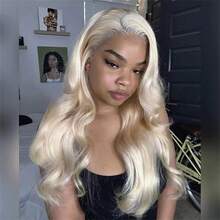 34 Inch 200% Density 13x4 Human Hair Lace Front Wigs Blonde 613 Lace Front Wigs Human Hair Pre Plucked 13x4 Brazilian Body Wave Glueless Wigs Human Hair For Black Women - S613 - 查看 7