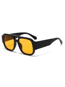 1 pièce Lunettes de mode femme au design minimaliste européen américain, avec un cadre carré épais en plastique ajouré, décor élégant polyvalent pour un usage quotidien