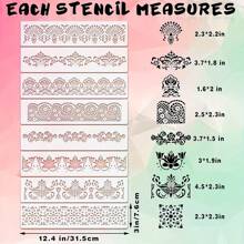 8pcs Exquisite Frame Templates, Flower Templates, Cake Decorating Templates, Reusable DIY Art & Craft Templates, Decorative Borders Baking Tools For Painting On Wood, Canvas, Paper And Fabric,Back To School,School Supplies