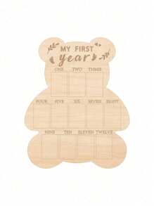 1pc Wooden Bear First Year Milestone Photo Frame, Adorable Bear Ornament, With Vertical Poster Frame For Living Room, Ideal For Calendar Cards, 1st Birthday Keepsake, Shower Gift