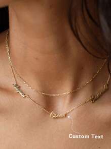 Fashionable Personalized Unique Elegant Chic Luxurious Gold Letter Name Custom Cuban Link Necklace, Gift For Family, Friends, Couples, Birthday, Holidays, Anniversary, Father's Day, Mother's Day, Traveling, Party Accessory