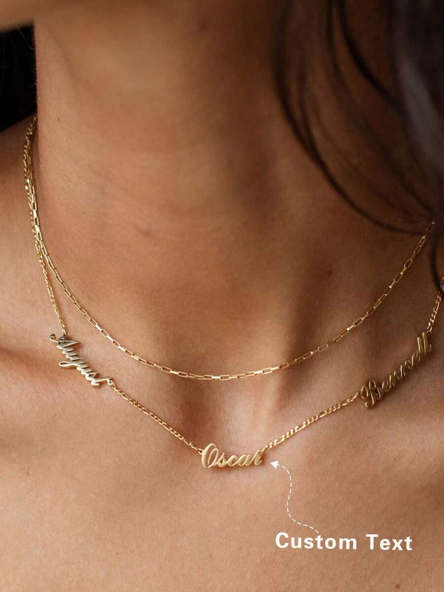 Fashionable Personalized Unique Elegant Chic Luxurious Gold Letter Name Custom Cuban Link Necklace, Gift For Family, Friends, Couples, Birthday, Holidays, Anniversary, Father's Day, Mother's Day, Traveling, Party Accessory