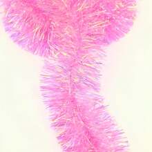 1pc, Translucent Glitter Tinsel Garland, Metallic Wire Trimming For Party/Birthday Decor, Shiny Pink, Soft Material, Length 2m, Width 10cm