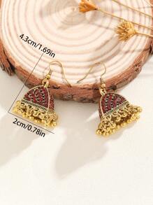 1 par de brincos elegantes estilo jhumka, estilo boêmio, em formato de pirâmide, com strass, brincos simples em formato de cone, com borla prateada, adequados para uso diário feminino, festivais, casamentos e festas