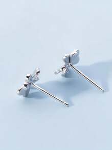 Boucles d'oreilles en argent sterling avec fleur à quatre pétales ornée de strass pour femmes, crochets d'oreille exquis, boucles d'oreilles avec perles et trèfle à quatre feuilles pour la Saint-Valentin