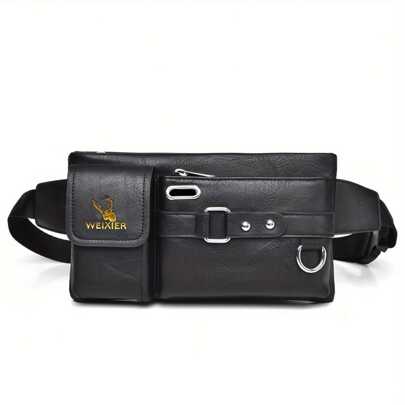 Local Warehouse-Chest Bag Pu Material Bag With Built-In Zipper Black Brown  Men'S Shoulder Bag Crossbody Bag  Two Color Material Multi-Color Sports Wa