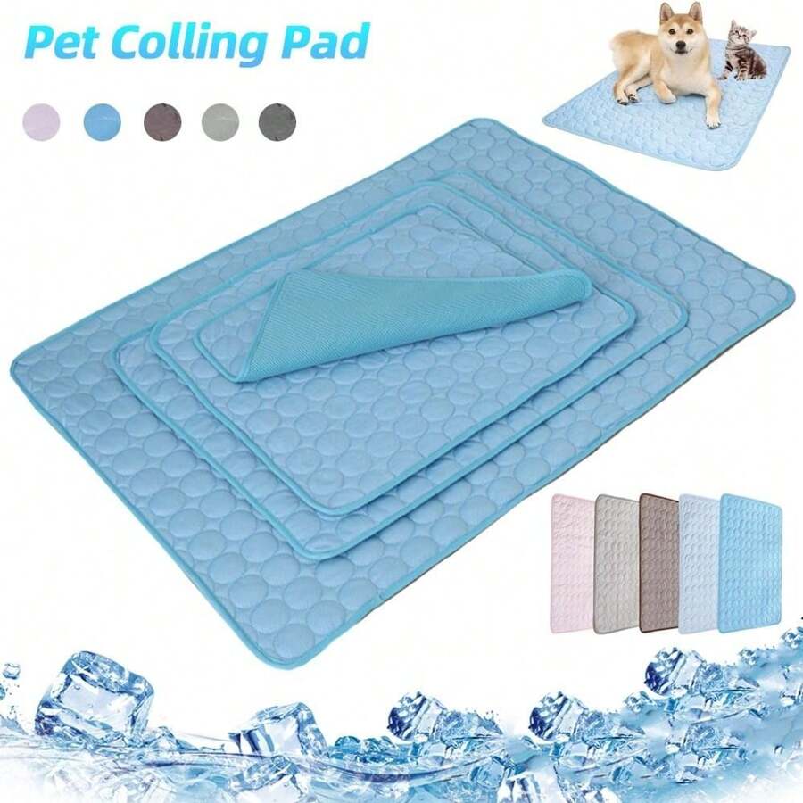 1 Pieza Esterilla de enfriamiento para mascotas, cama de verano de seda con hielo para perros y gatos, colchón con aislamiento contra la humedad, 5 tamaños