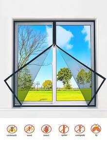 1pc, White, Zipper Style. Multi-Size, Self-Adhesive Anti-Mosquito Mesh Screen, No Drilling Required, Invisible Mosquito Net Curtain, Window Mosquito Net, Thin Mesh Material, Washable For Summer