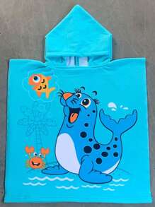 1PC Kids Beach Towel For Boys Girls, Mermaid Hooded Bath Towel Wrap, Toddler Pool Towel With Hood For 3-6 Years Old