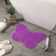 Tapete Box Para Banheiro Em Formato De borboleta 3D , Massagem Pé ,secagem rápida e antiderrapante - Roxo - Visão 1