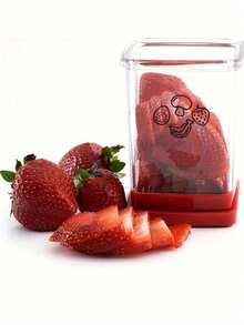 水果蔬菜快速切片机，杯形切片机不锈钢水果切片机杯形鸡蛋切片机，水果蔬菜快速切片机，不锈钢草莓切刀，厨房便携式切片工具蔬菜切割厨房小工具 - 彩色 - 查看 5