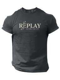 Replay New York Men's Short Sleeve T-Shirt With Printed Design, Suitable For Spring/Summer Season