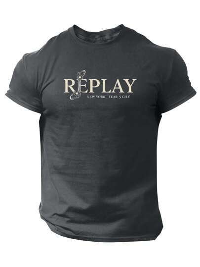 Replay New York Men's Short Sleeve T-Shirt With Printed Design, Suitable For Spring/Summer Season
