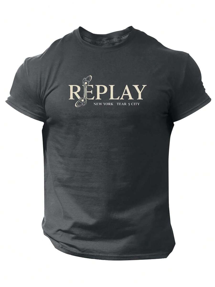 Replay New York Men's Short Sleeve T-Shirt With Printed Design, Suitable For Spring/Summer Season