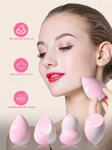 4PCS Professional Makeup Sponge Set For Cream & Powder | Multi-Shape Makeup Sponges (Teardrop/Flat) | Silicone-Free, Non-Absorbent Makeup Sponge | Loose Powder, Liquid & Concealer Applicator | Travel-Friendly & Easy To Clean - Multicolor - View 2