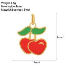 1 件不锈钢水果形项链吊坠饰物 - 樱桃、香蕉、西瓜、糖果、蝴蝶结 - 彩色 - 查看 14