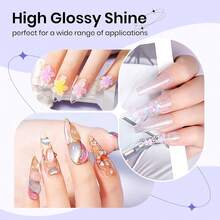 100克透明不粘手部固体指甲延长胶 - 透明粉色白色延长硬胶 3D雕刻花朵美甲塑形胶 水钻胶 易于操作 家用沙龙美甲礼品 - 無色 - 查看 7