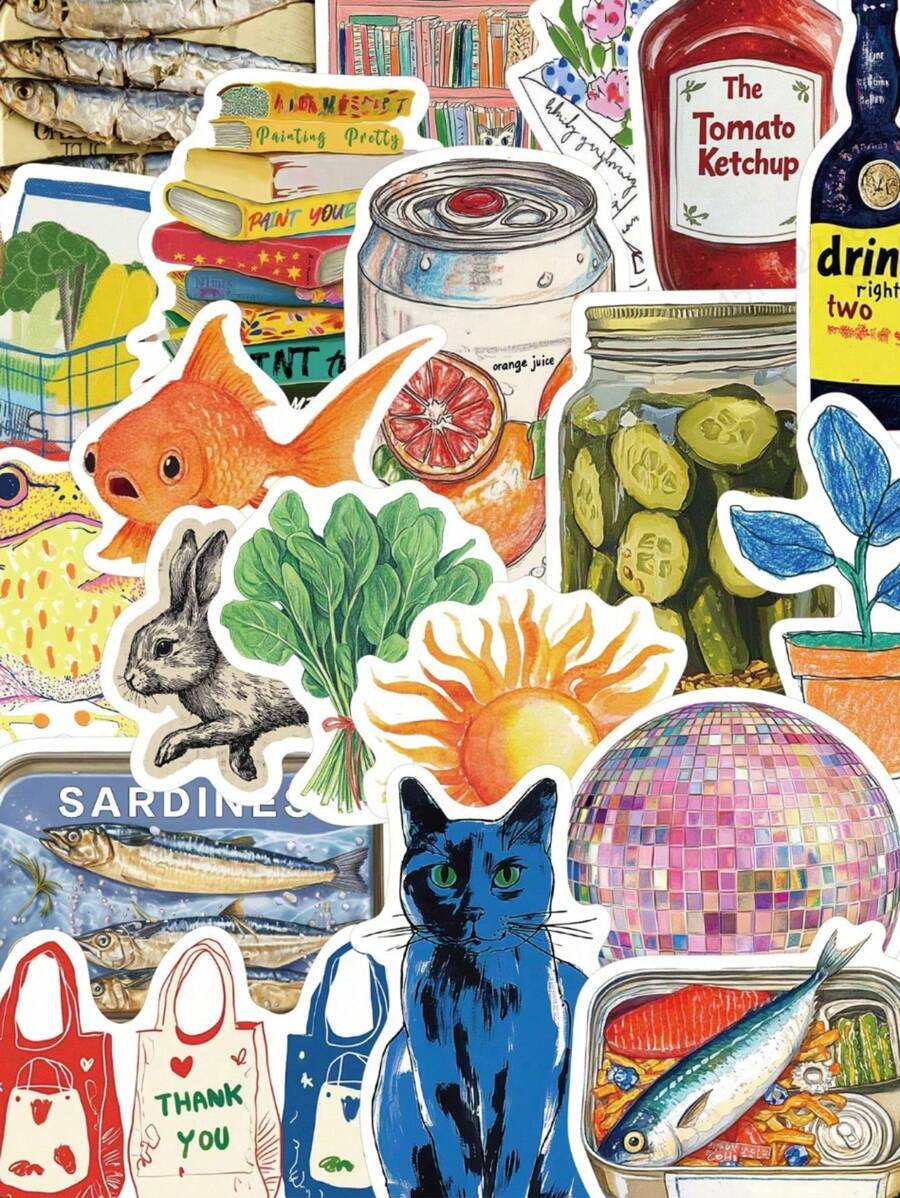50 Stück Vintage Mittelmeerstil Graffiti Aufkleber für Scrapbooking, DIY Handwerk, Laptop, Gitarre, Wasserflasche, Tablet, Schulmaterial, Einschulung