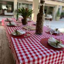 Toalha De Mesa Xadrez 4 lugares - Vermelho e Branco - Visão 2