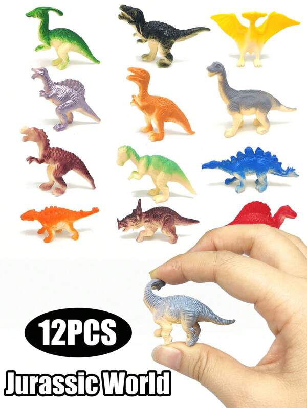 12/24pcs Jurassic Mini Dinosaur Figures, Realistic Dinosaur/Tyrannosaurus Rex/Pterosaur Toys, Gift For Graduation Party Decoration, Cake Toppers